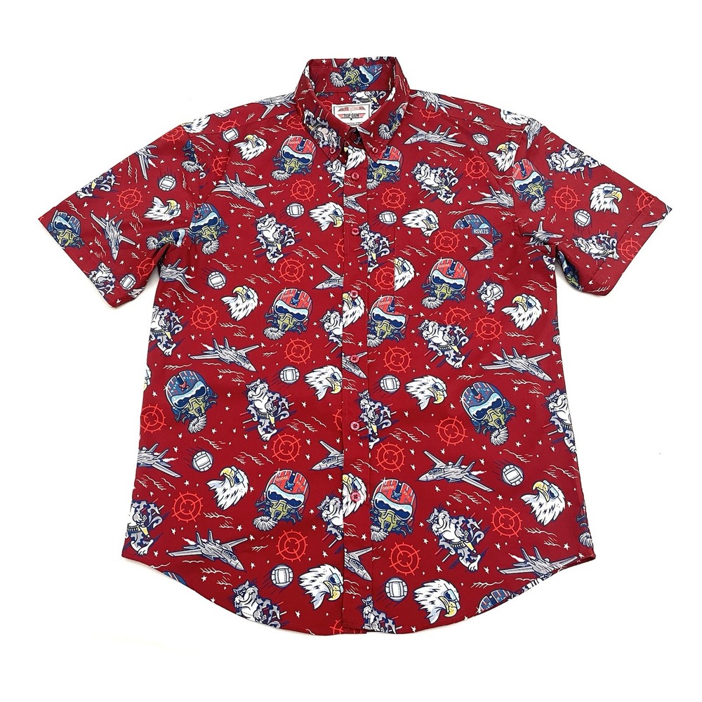 RSVLTS x Top Gun Wingman KUNUFLEX Button-Down Shirt M Red Stretch Soft RARE